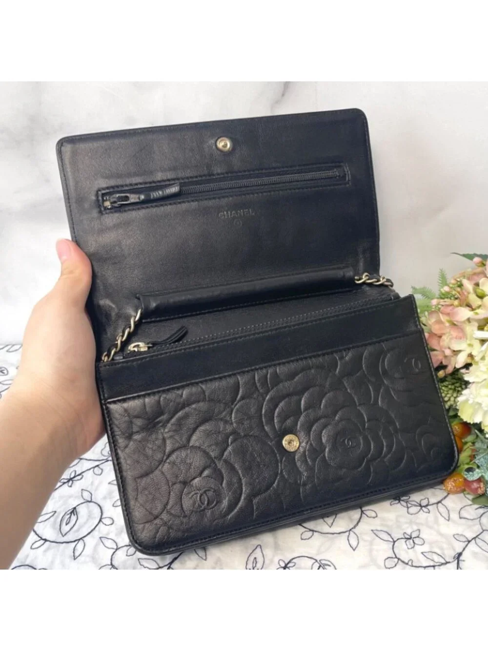 Chanel Chain Wallet Camellia Shoulder Bag